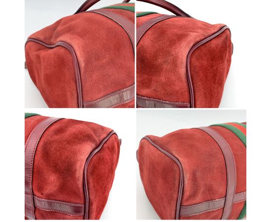 GUCCI Borsa a Mano Vintage in Camoscio Col. Bordeaux Boston M