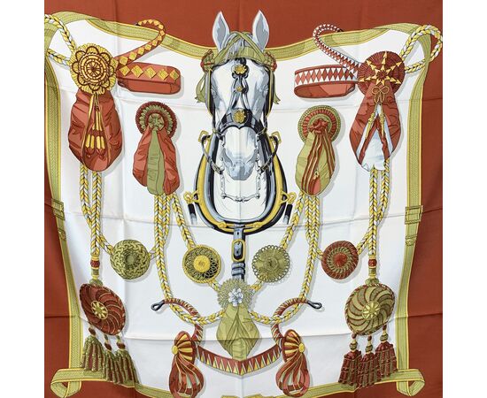 HERMES Foulard Vintage in Seta Col. Arancione Carre 90