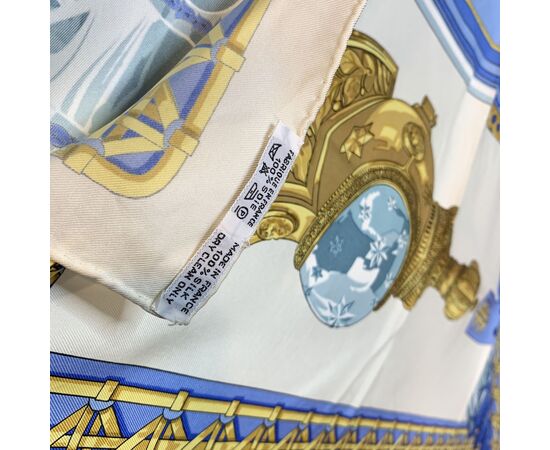 HERMES Foulard Vintage in Seta Col. Blu Carre 90