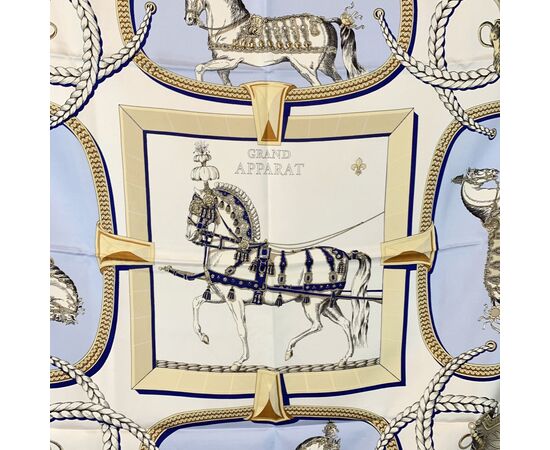 HERMES Foulard Vintage in Seta Col. Blu Carre 90