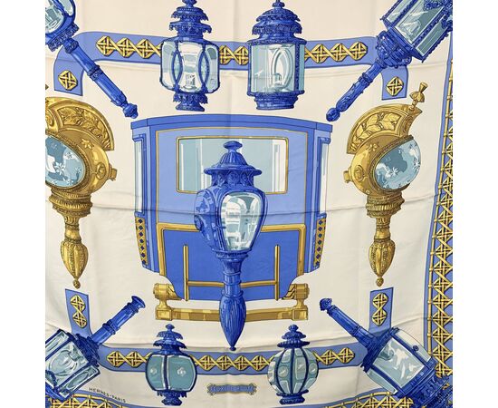 HERMES Foulard Vintage in Seta Col. Blu Carre 90