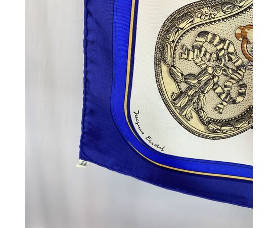 HERMES Foulard Vintage in Seta Col. Blu Carre 90