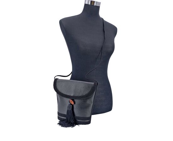 YVES SAINT LAURENT Borsa a Tracolla Vintage in Pelle Col. Nero S