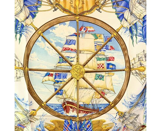 HERMES Foulard Vintage in Seta Col. Blu Carre 90