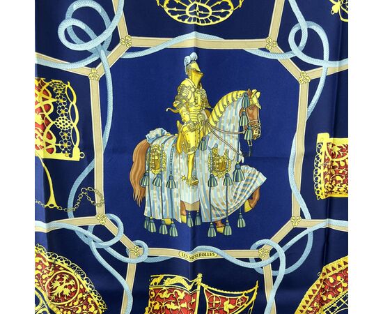 HERMES Foulard Vintage in Seta Col. Blu Carre 90