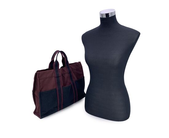 HERMES Borsa Shopper Vintage in Cotone Col. Nero Fourre-Tout M