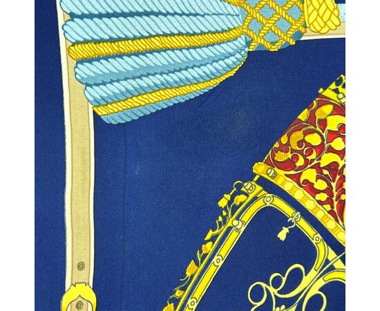 HERMES Foulard Vintage in Seta Col. Blu Carre 90