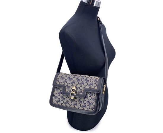 CELINE Borsa a Tracolla Vintage in Tela Col. Blu Clasp box M