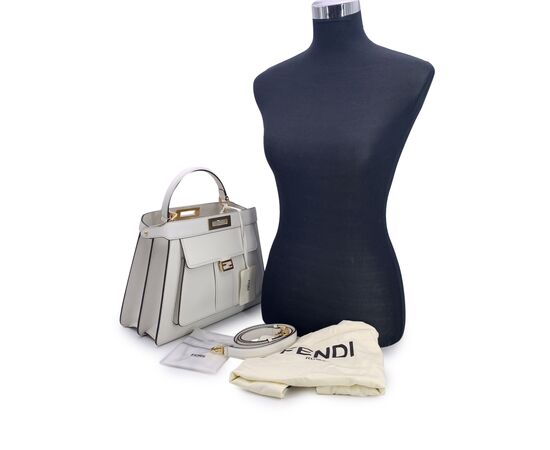 FENDI Borsa a Mano in Pelle Col. Bianco Peekaboo ISeeU M