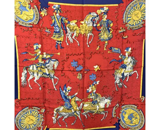 HERMES Foulard Vintage in Seta Col. Blu Carre 90