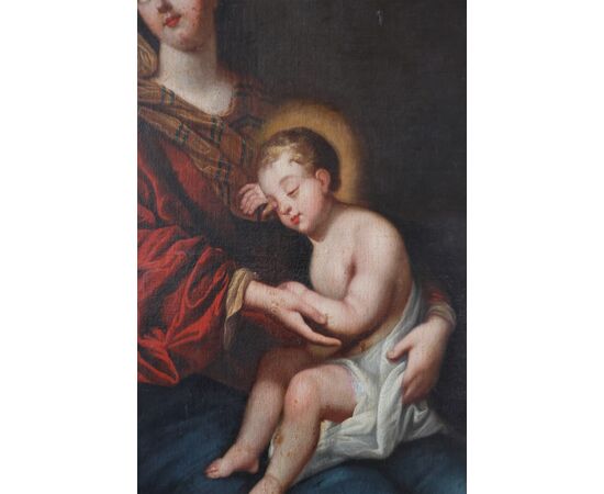 Scuola Francese; Madonna con bambino, XVII secolo, olio su tela