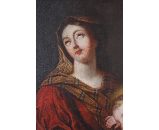Scuola Francese; Madonna con bambino, XVII secolo, olio su tela