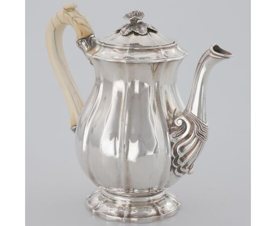 George III sterling silver teapot with ivory handle, William Eaton, London, 1804