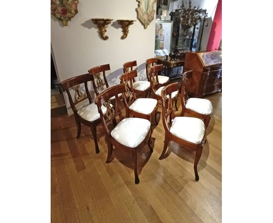 DIECI SEDIE IMPERO IN CILIEGIO PRIMO XIX SECOLO