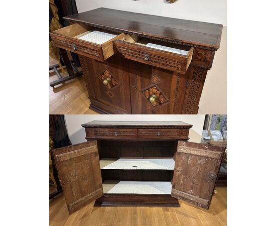 CREDENZA RINASCIMENTALE INTARSIATA INIZIO XVI SECOLO