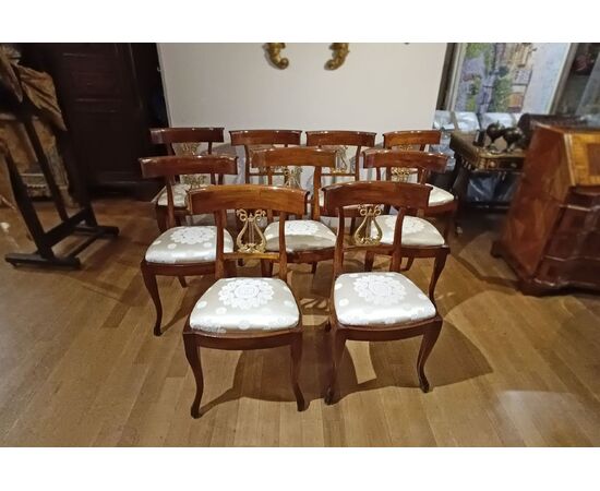 DIECI SEDIE IMPERO IN CILIEGIO PRIMO XIX SECOLO