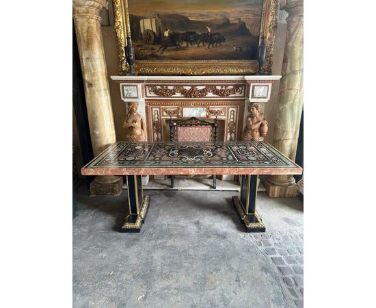 
Magnifico Tavolo in Scagliola Policroma su Marmo, Italia - XVIII Secolo