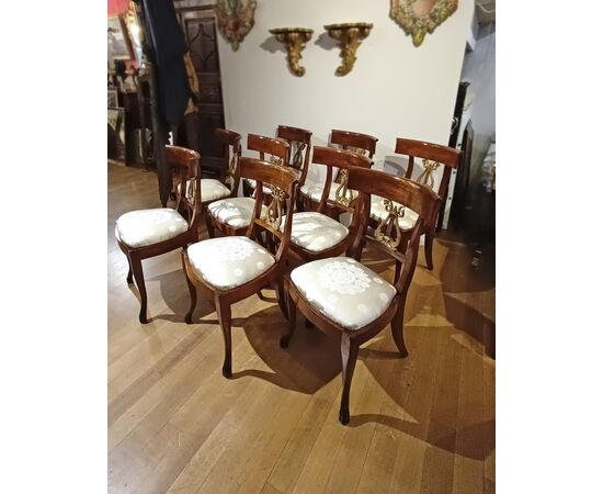 DIECI SEDIE IMPERO IN CILIEGIO PRIMO XIX SECOLO