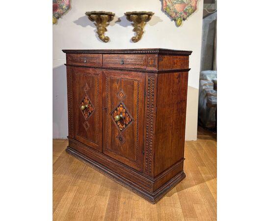 CREDENZA RINASCIMENTALE INTARSIATA INIZIO XVI SECOLO