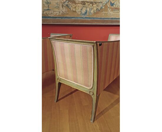 PAIR OF GILT AND LACQUERED SOFAS, MID-19TH CENTURY