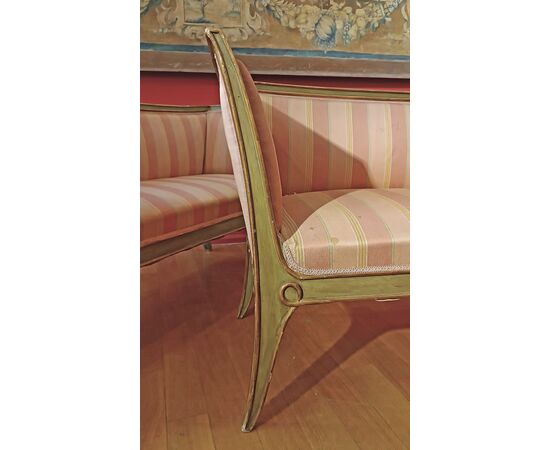 PAIR OF GILT AND LACQUERED SOFAS, MID-19TH CENTURY