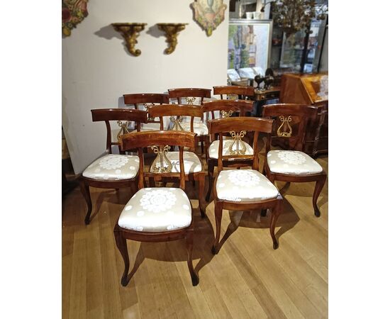 DIECI SEDIE IMPERO IN CILIEGIO PRIMO XIX SECOLO