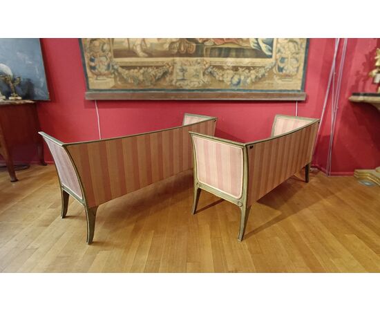 PAIR OF GILT AND LACQUERED SOFAS, MID-19TH CENTURY