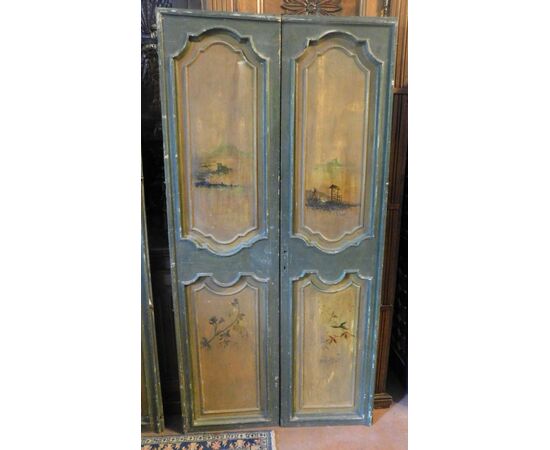 pts681 - pair of lacquered doors, cm l 102 xh 208     