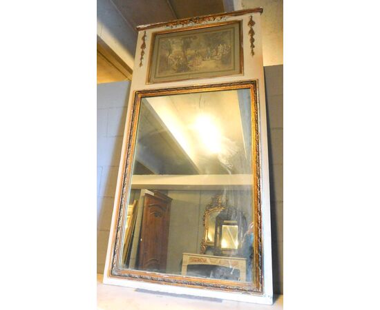 specc133 mirror with painted panel, h 165 x 86 cm     