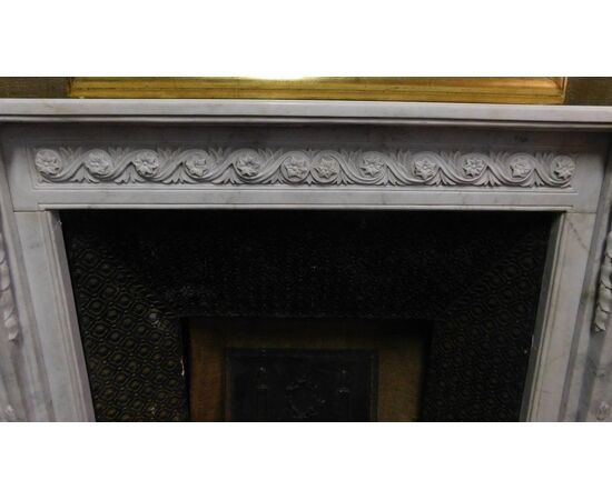 chm614 - white marble fireplace, L cm 145 x 28 px 111 h     