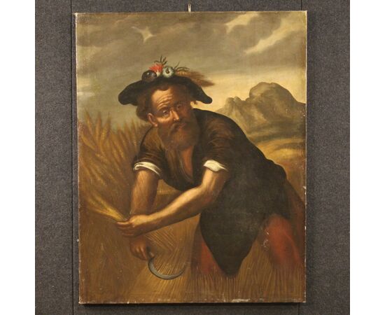 Antico dipinto italiano personaggio del XVIII secolo