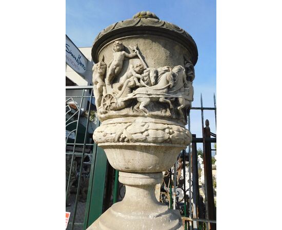 dars028 n. 2 monumental carved stone vases base 70 x height 300 cm ep 800     