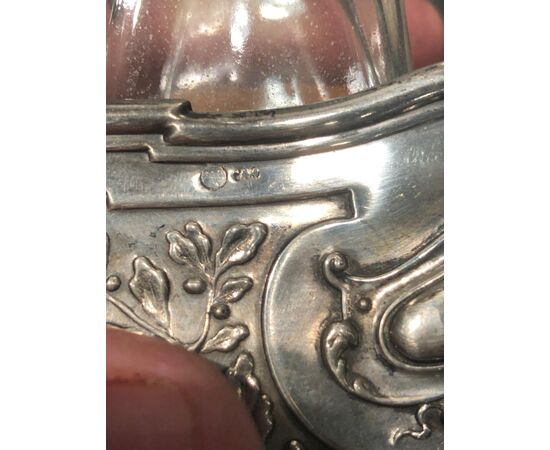 Oliera in argento con decoro vegetali stime Art nouveau.Italia.