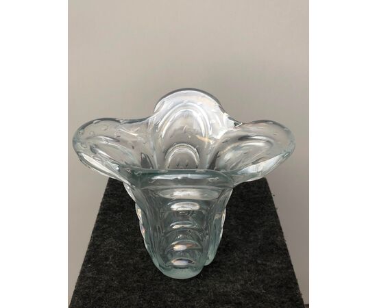 mother-of-pearl glass vase with bubbles included.VAMSA manufacture by Barbini, Zecchin, Martinuzzi.Murano.     