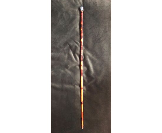 Evening stick with stone knob &#39;hawk&#39;s eye&#39;. Bamboo cane.     