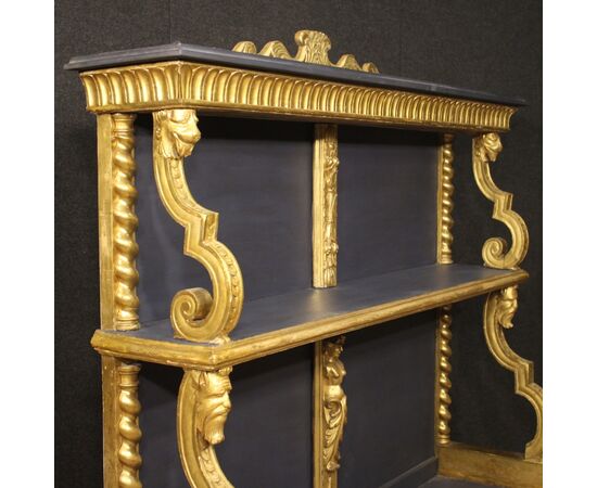 French étagère in gilded and painted wood
