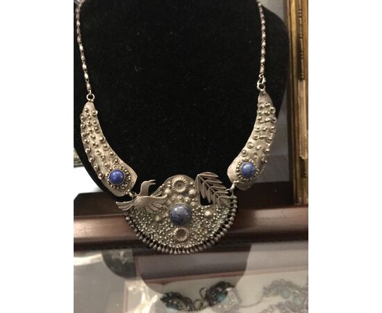 Silver and malachite necklace     