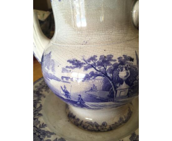 Large teapot or chocolate pot with eighteenth-century American dish     