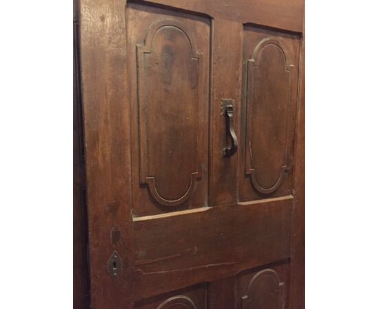 ptci509 - door in carved walnut, eighteenth century, cm l 95 xh 204     