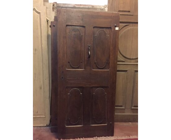 ptci509 - door in carved walnut, eighteenth century, cm l 95 xh 204     