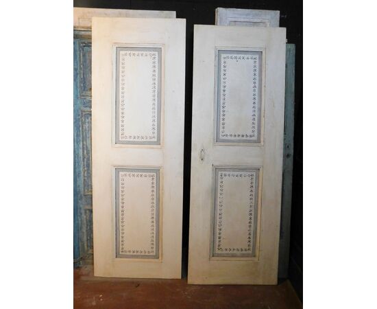 pts698 - coppia di porte laccate a due pannelli, cm l 71 x h 204 