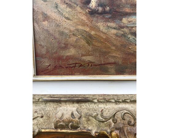 Dipinto olio su tela ‘gioco di bimbi’.Firmato: Giovanni Bonfatti.Milano