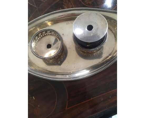 English silver inkwell     