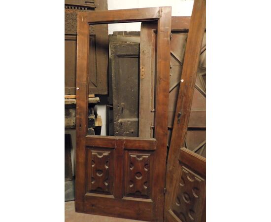 pts703 - 2 antique glass doors, in poplar, cm l 197 xh 217 / l 195 xh 215     