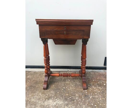 Mahogany work table.     