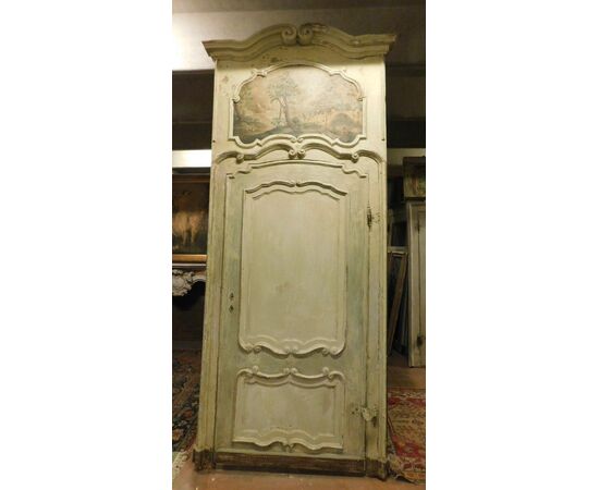 pts704 - n. 5 baroque and lacquered doors with painted over door, cm 130 xh 320     