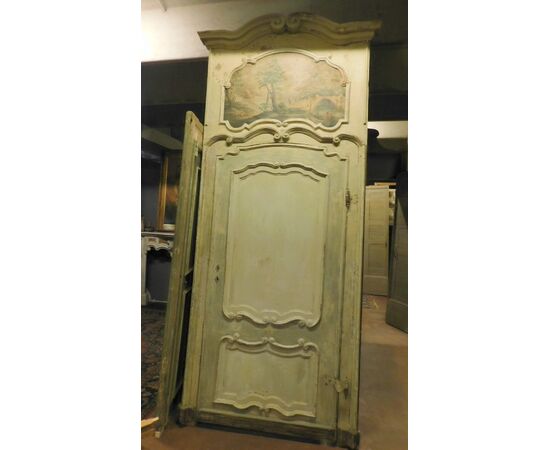 pts704 - n. 5 baroque and lacquered doors with painted over door, cm 130 xh 320     