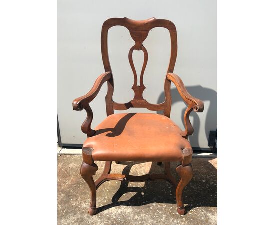 Walnut armchair, Louis XV period.     