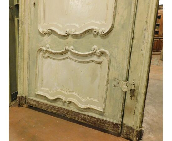 pts704 - n. 5 baroque and lacquered doors with painted over door, cm 130 xh 320     