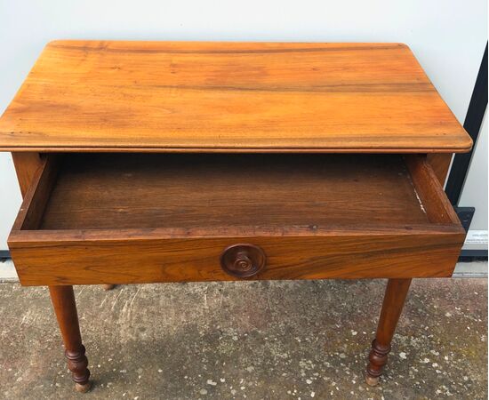 Cherry wood coffee table with one drawer. Louis Philippe period.     